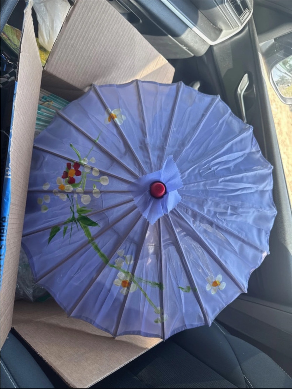 Vintage Purple Floral Paper Parasol - Decorative Home Party Accent